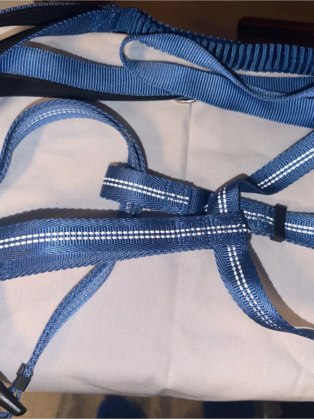 Top Of the Neck Reflective Navy Blue Dog Harness & Leash Set